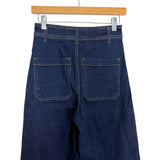 ZARA Dark Wash Wide Leg Raw Hem Jeans- Size 2