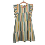 Show Me Your Mumu Pastel Striped Ruffle Sleeve Dress- Size M (sold out online)