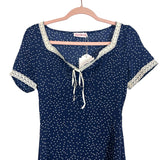 Ivy City Co. Navy Polka Dot Crochet Lace Trim Libby Dress NWT- Size 00