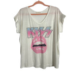 Phil Love White Wide V-Neck Kiss Tee- Size ~L (no size tag, fits like a large)