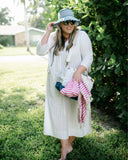 Pomander Place White Windowpane Knit with Side Slits Carolina Caftan Dress- Size XXXL (sold out online)