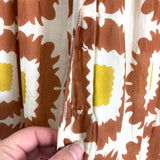 Olivia James The Label Cream Brown and Mustard Print Button Up Front Tie Dress- Size M (see notes)