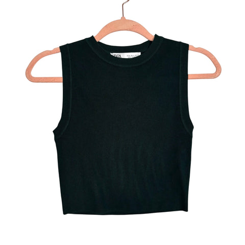 Zara Dark Forest Green Cropped Sweater Vest - Size M