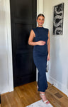 Abercrombie & Fitch A&F Modal-Blend Collection Navy Blue Fitted Dress - Size S Tall