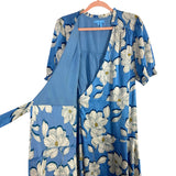 Draper James Blue Floral Satin Wrap Dress- Size 16