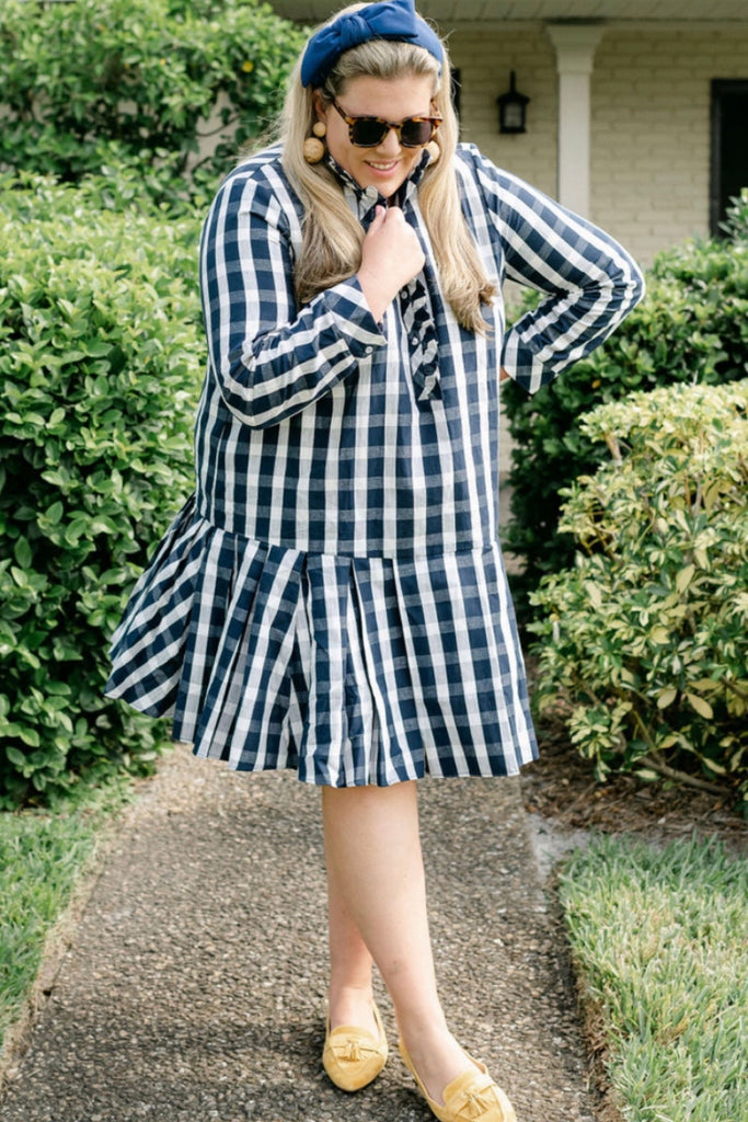 Tuckernuck Navy 2024 Check Tate dress