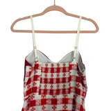 Rachel Antonoff Red and White Floral Checkered Print Smocked Back Dress- Size S (sold out online)