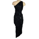 Norma Kamali Black One Shoulder Cinched Bodycon Dress- Size S/36