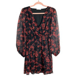 Cupshe Black Floral Sheer Sleeve Dress- Size S