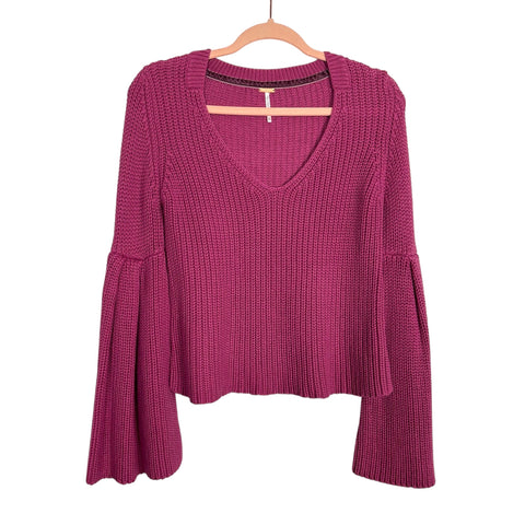 Free People Pink Bell Sleeve Sweater - Size XS