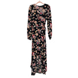 Forever 21+ Black with Floral Pattern Faux Wrap Dress- Size 0X