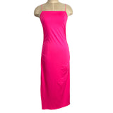 No Brand Hot Pink Back Twist Slit Dress- Size ~L (see notes)