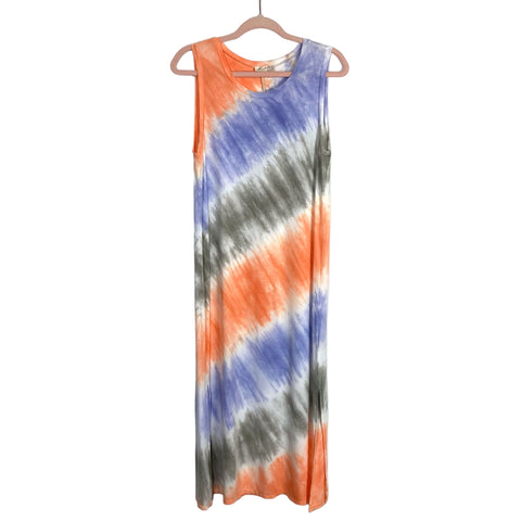 Mystree Orange/Purple/Gray Tie Dye Modal Maxi Tank Dress NWT- Size L