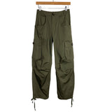 Lolocci Olive with Drawstring Cuffs Cargo Pants- Size S (Inseam 28”)