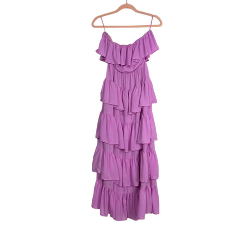 Strut & Bolt Purple Ruffle Tiered Strapless Dress- Size M