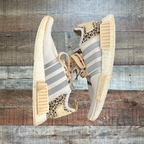 Adidas Boost White Animal Print Sneakers - Size 8.5 (See Notes)