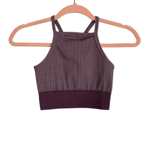 Free People Movement Eggplant/Heather Eggplant Ribbed Sports Bra NWT- Size XS/S