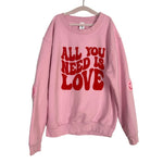 Just Hoods Pink All You Need is Love Sweatshirt- Size M Youth