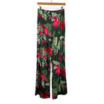 Lovers + Friends Green/Pink Tropical Print Satin Pants- Size S (see notes, Inseam 36”)
