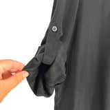 Tribe Kelley Black Silky Feel Button Up Roll Tab Dress- Size S (see notes)