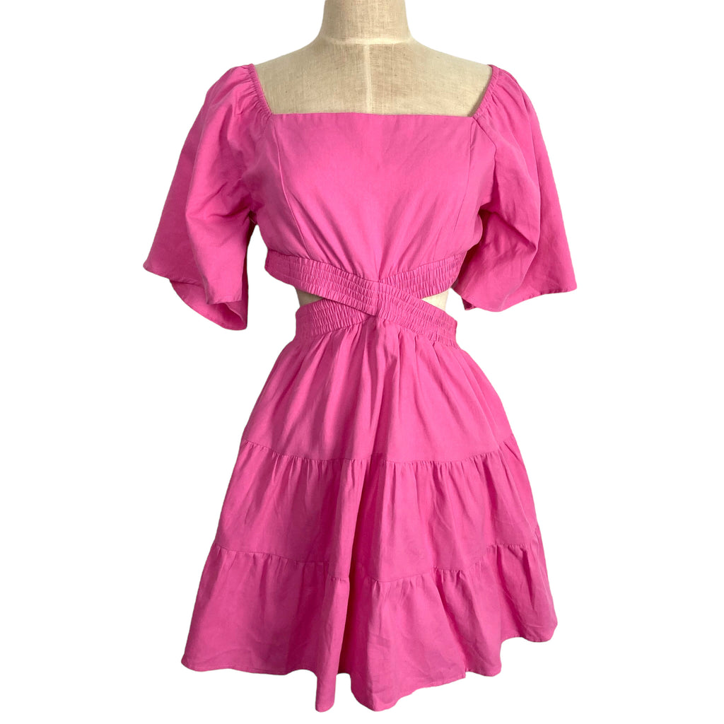 strapless open back dress Shy Velvet Pink Crossover Waist Smocked Back Dress- Size XL – The Saved  Collection