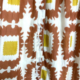 Olivia James The Label Cream Brown and Mustard Print Button Up Front Tie Dress- Size M (see notes)