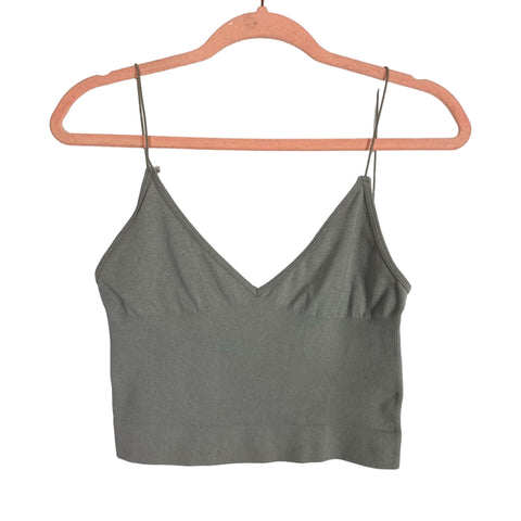 Intimately by Free People Gray Ribbed Cropped Tank- Size M/L