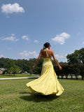 Alexis Saab Yellow Satin Halter Dress- Size S (see notes)