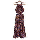 J Crew Navy Floral Side Cutouts Tie Strap Dress- Size M (sold out online)