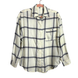 Z Supply White/Navy Plaid Button Up Shirt - Size S