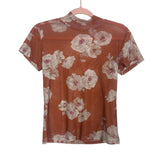 Mia Joy Sheer Floral Mock Neck Top- Size S
