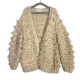 Rylee + Cru Cream Wool Blend Loop Fringe Open Front Cardigan Sweater-Size 4-5Y (see notes, we have matching baby girl sweater)