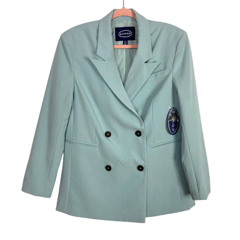 Scoop Light Blue with Shoulder Pads Double Breasted Blazer NWT- Size XS (see notes)