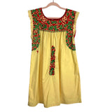 Mi Golondrina Yellow with Red/Green Embroidery Dress- Size L (see notes)