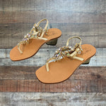 Nana Positano Tuscan Leather Hand Soldered Jeweled Sandals- Size 37 (see notes)