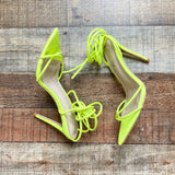 Elisabet Lang Neon Green Strappy Lace Up Pointed Toe Heel Sandals- Size 7 (see notes)