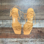 Ann Taylor Tan Leather Lace Up Sandals- Size 6