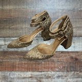 TOPSHOP Gold Glitter Closed Toe Sandals- Size 39