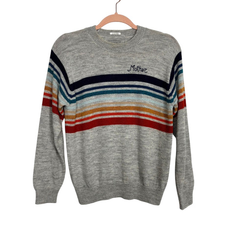 Mother Grey Multicolor Striped Embroidered Alpaca/Wool Blend Sweater - Size XS (See Notes)