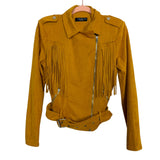 L"Abeye The Label Mustard Faux Suede Fringe Jacket- Size S