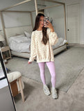 Aerie Cream Floral Side Slit Hem Sweatshirt- Size S (sold out online)