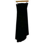 Byer Too! Black Textured Glitter with Gathered Bodice and Asymmetrical Hem Strapless Dress- Size L