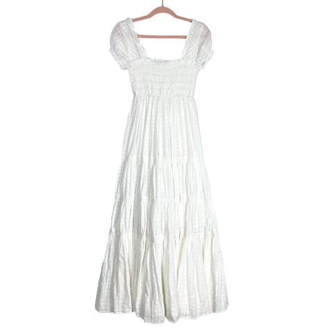 MABLE White Smocked Bodice Dress- Size S (see notes)