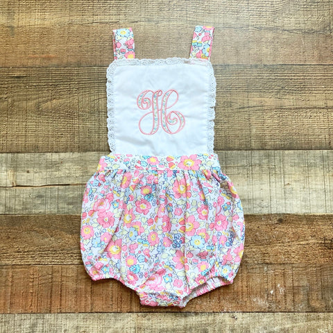The Gray Kate Lot Floral Embroidered "H" Bubble- Size 3T
