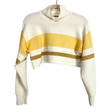 Nagnata Cream/Yellow/Mustard Striped Ribbed Mock Neck Crop Top- Size XS (see notes)