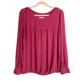 LOFT Red Long Sleeve Blouse- Size L (see notes)