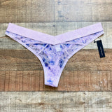 Lounge Purple Floral Mesh Thong NWT- Size L