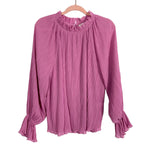 Impressions Pink Pleated Ruffle Mock Neck Top- Size M (sold out online)