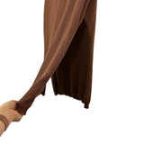 No Brand Brown Sleeveless High Side Slit Top + Shorts - Size S