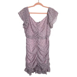 Leela & Lavender Pink Blue Floral Cinched Front Flutter Sleeve Dress- Size L
